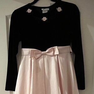 Black Velvet/Pastel Pink Satin Formal Dress